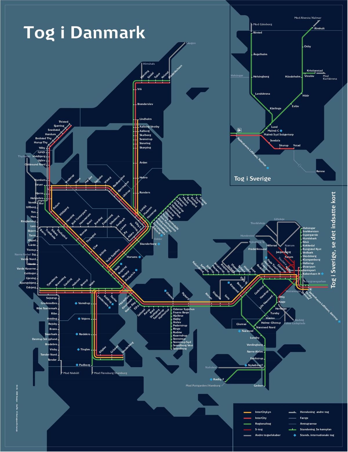 แผนที่ของรถไฟเดนมาร์กโคเปนเฮเกน
