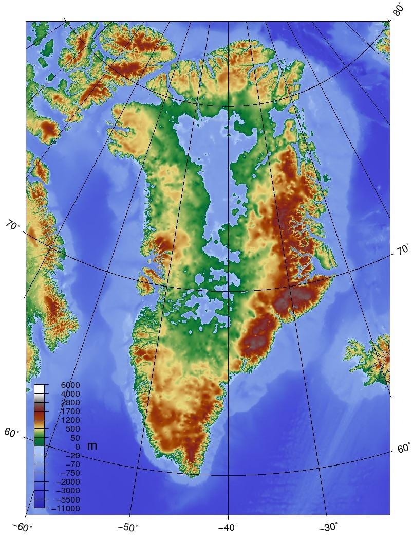 แผนที่ของเดนมาร์ก topographic