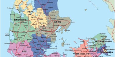 แผนที่ของเดนมาร์กการเมือง 