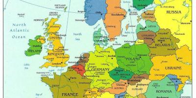 แผนที่ของยุโรปแสดงว่าเดนมาร์ก